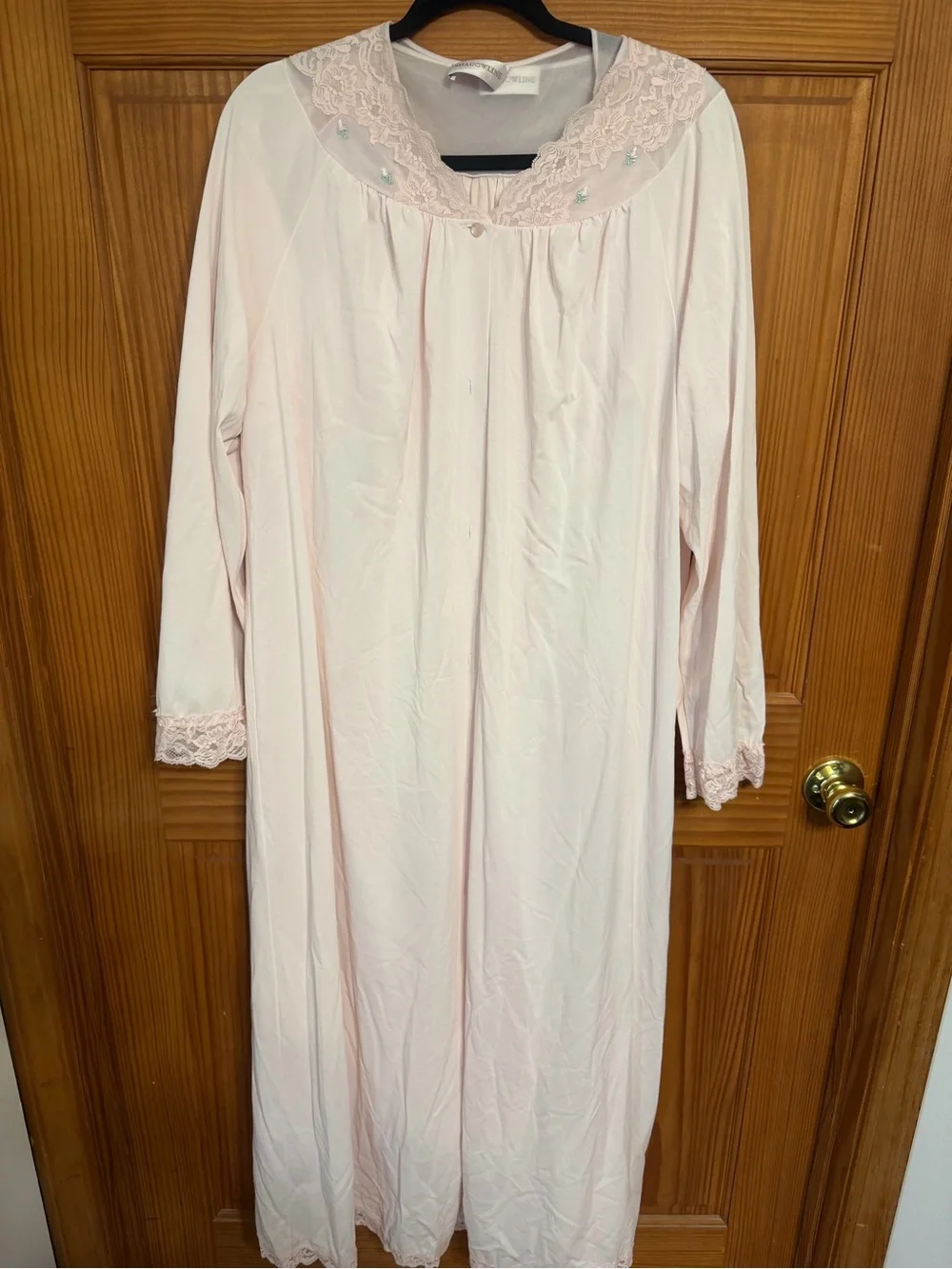 Vintage Lingerie Classic Lace-Trim Nightgown and Housecoat - Pink Large